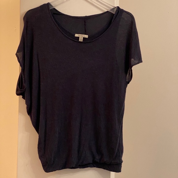 Bordeaux I Anthro I Blue Draped Top with Built-In Tank - Picture 1 of 16